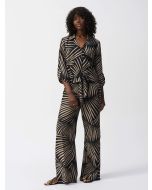 Black Tropical Print Gauze Pants