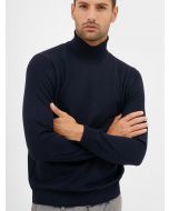 Navy Merino Wool Turtleneck