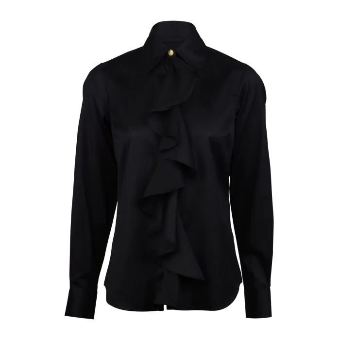 Fernanda Black Ruffle Shirt Stenstroms Women Online