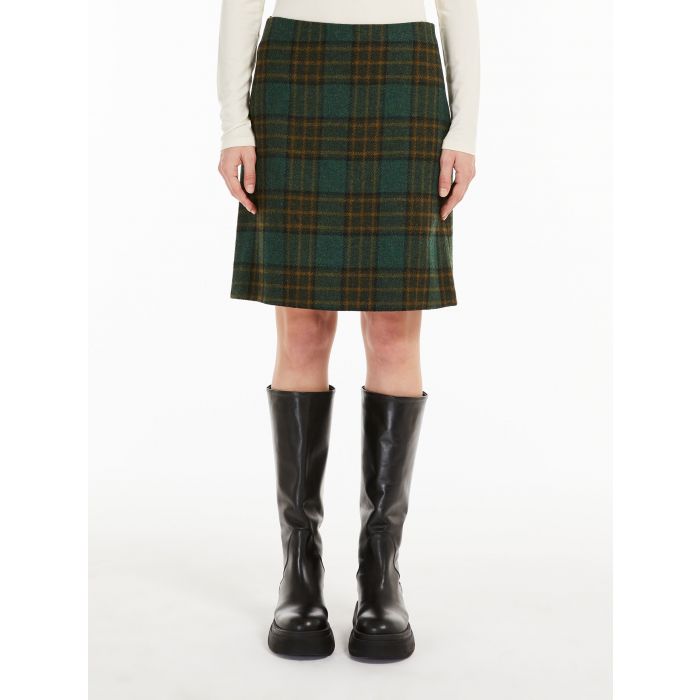 Knee length outlet plaid wool skirt