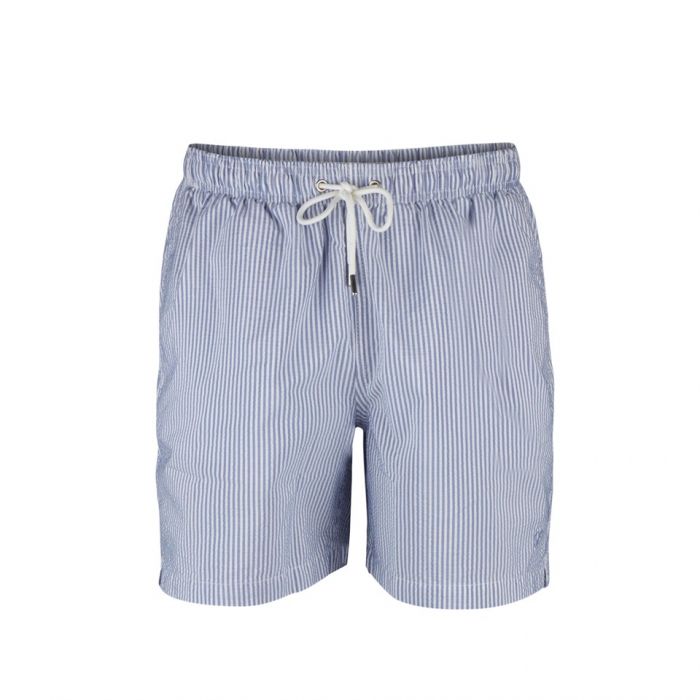 White Blue Striped Swim Shorts