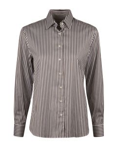 Siri Brown Striped Stretch Shirt