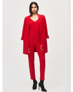 Red Straight Suit Pants