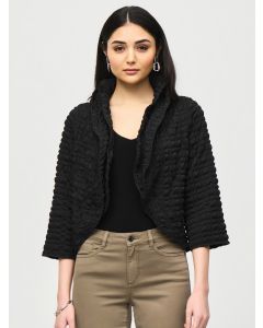 Black Bubble-woven Cropped Jacket