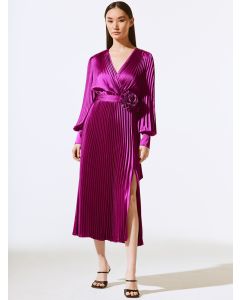 Empress Pleated Satin Dress