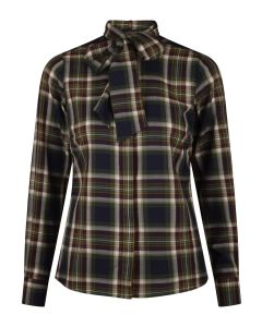 Dilba Green Checked Bow Blouse