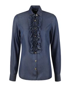 Illy Dark Blue Ruffle Blouse