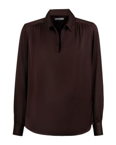 Inez Dark Brown Silk Blouse