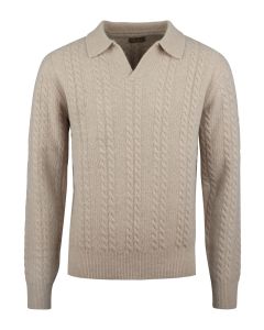 Beige Cable Knit Merino Sweater