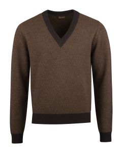 Brown Striped Merino Wool Sweater