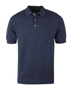 Blue Structured Knit Polo