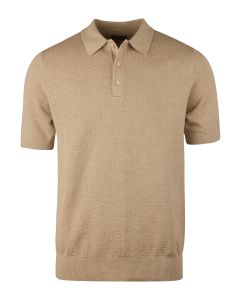 Beige Textured Knit Polo