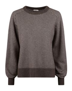 Iberia Brown Patterned Merino Wool Sweater