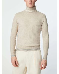 Beige Wool Cashmere Turtleneck