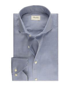 Navy Houndstooth Twill Shirt