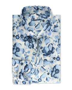 Blue Floral Linen Shirt