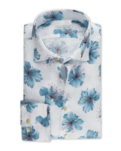 White Floral Linen Shirt