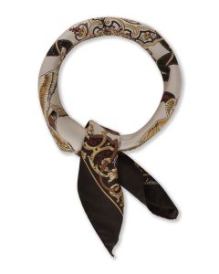 Dark Brown Patterned Silk Scarf