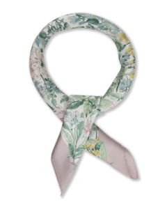 Beige Floral Silk Scarf