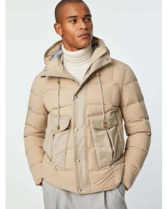 Beige Hooded Down Jacket