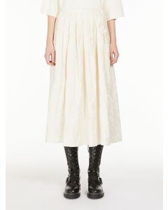 Ecru Embroidered Cotton Skirt